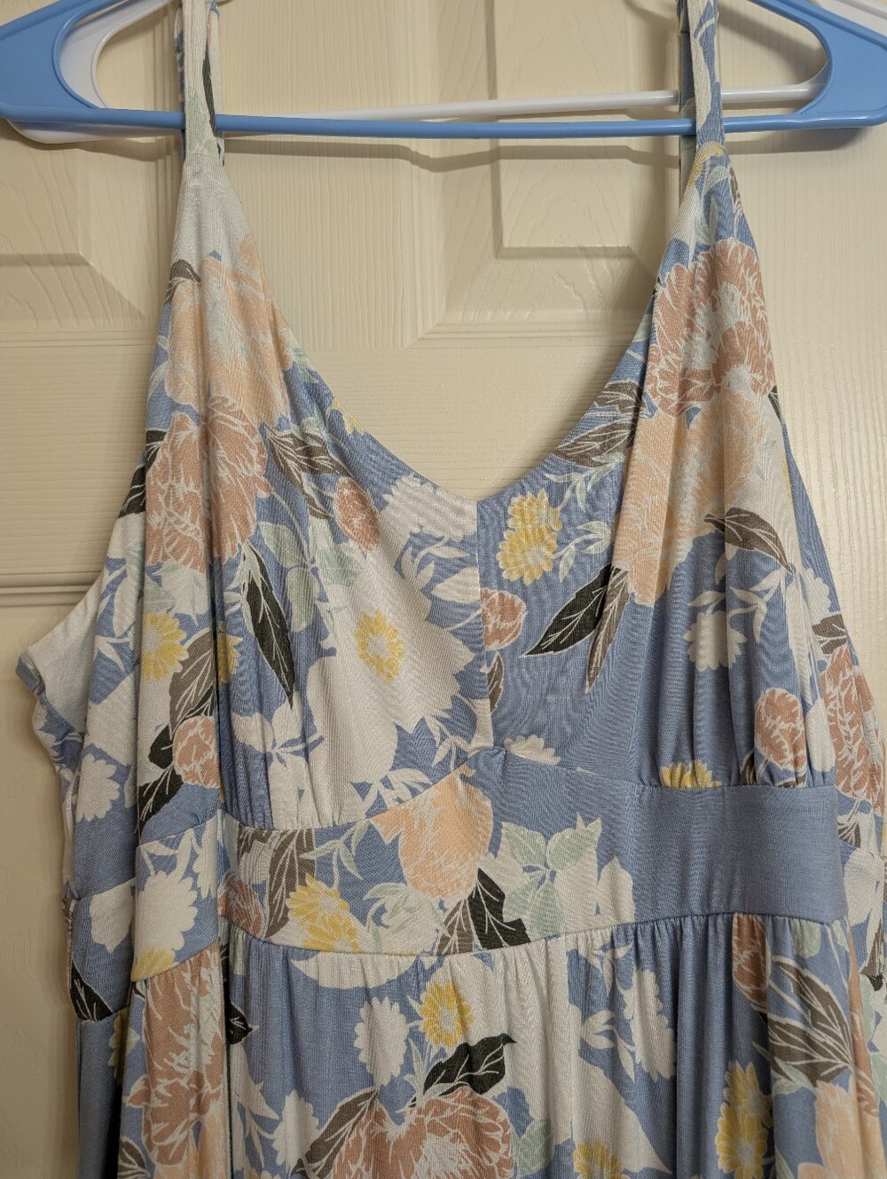 Torrid Super Soft Floral Dress Size 3 Blue Pink Spaghetti Strap Fit & Flare